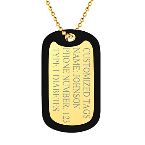 FindChic Dog Tags Personalized Necklace for Men with Silencer Custom Text Engraved/Print Photo Military US Army ID Tag/Saint Michael Guardian Pendant Stainless Steel Jewelry Gift, with Jewel