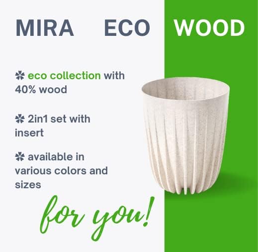 Lamela MIRA ECO with WOOD Flowerpot Herb Plant Flower pot, White,violet - Image 3