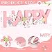 COCHIE Wooden Happy Easter Sign, Spring Decorations for Home, Office, Shelf, Mantel, Indoor, Wood Bunny Ear Egg Decor, Pink Spring Table Top Party Supplies Decoration (Easter)