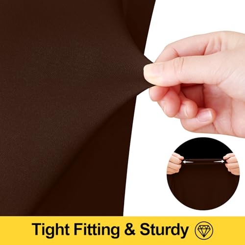 Image of Smiry 2 Pack Spandex Elastic Fitted Table Cloth Skirt for 8FT Table | Stretch Washable Table Cloth, Banquet Table Cover for Wedding, Party, Indoor & Trade Shows, (Coffee, 96Lx30Wx30H)