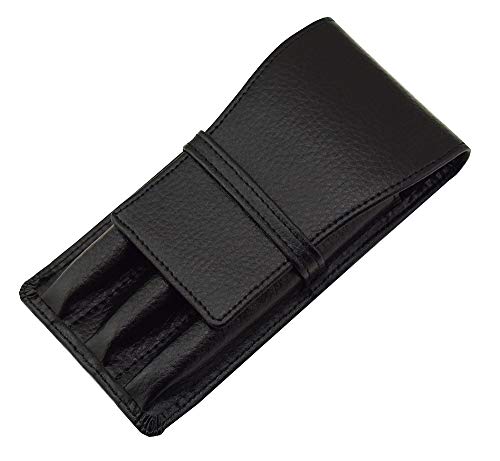 Leather fountain pen case for 3 Pens Pouch Separate Slot Organizer Carrying case Black Color