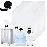 Bolsas de Plastico Transparente, 10 Piezas Bolsas de Almacenamiento de Plástico con Cinta Negro, 100 x 152 cm Bolsa de Almacenamiento de Transparente Grandes, para Equipaje, Maleta, Colchas, Sillas