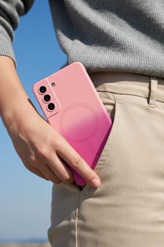 Image of amazon basics Gradient Mag-Safe Case for Samsung Galaxy S21FE 5G | Soft Silicone Shockproof Cover with Camera Protection | Slim Lightweight Design | Smooth Touch & Durable - Light and Dark Pink