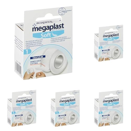 Esparadrapo Tnt Blanco, MEGAPLAST, 5m.x2,5cm. (Paquete de 5)