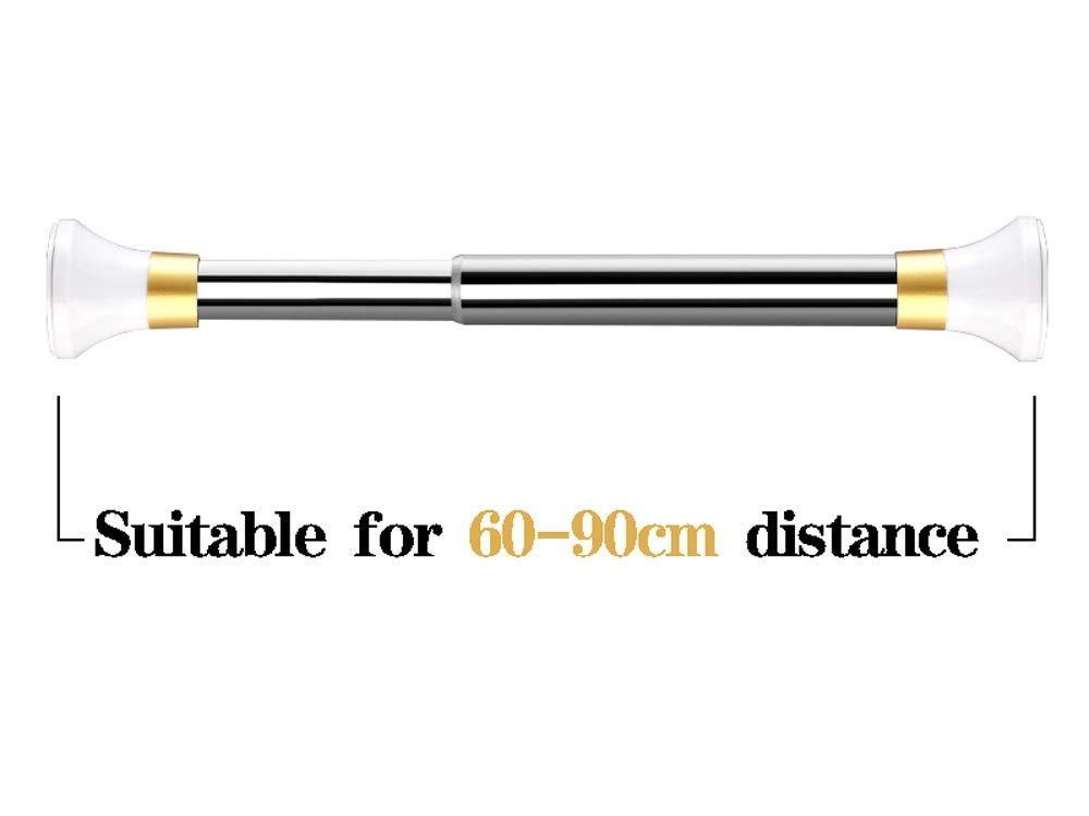 Tringle de Tension de Rideau de Douche sans perçage, Tige de Tension de Rideau de Douche Extensible, Barre de Suspension Robuste en Acier Inoxydable 304 avec Tige de Tension à Ressort, Tring