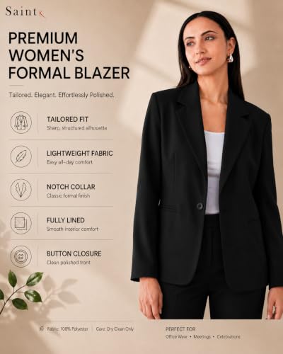 Image of SaintX Women's Premium Formal Blazer | Fully Lined | Regular Fit | 4-Way Stretchable Ultra-Light Fabric | Fashion-Forward | Office /Meetings (WB01)