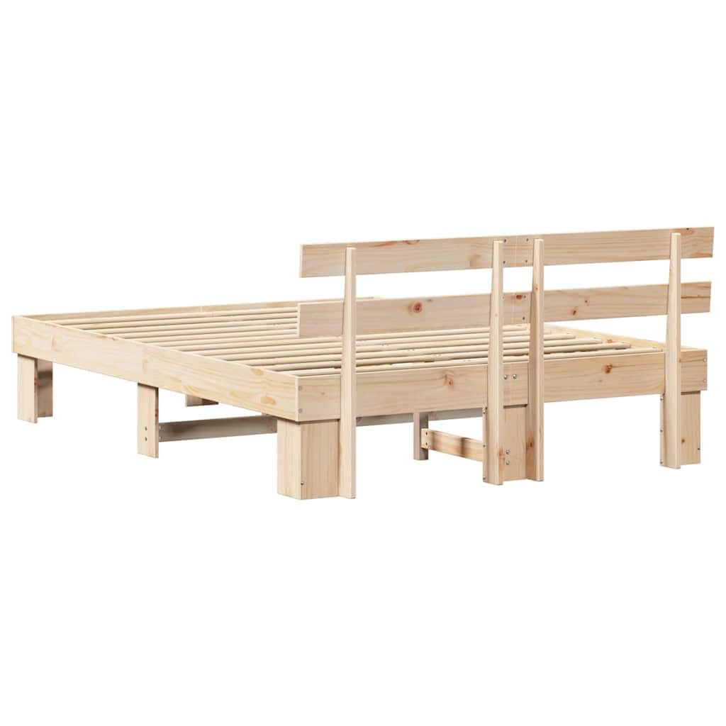 vidaXL Bedframe met hoofdeinde Naturel 160 x 200 cm Massief grenenhout | Genoeg plek onder het bed voor al je spullen, Gemaakt van stevig massief grenenhout, dat lang meegaat,