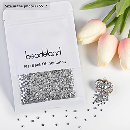 Image of Beadsland Flat Back Crystal Rhinestones,Silver Hematite, SS12, 1440pcs
