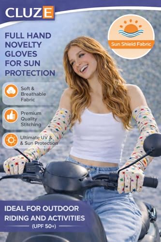 Image of Women's Driving Gloves, Printed Cotton Full Hand Summer Gloves for Protection from Sun Burn /Heat /Pollution (Pack of 1 Pair)