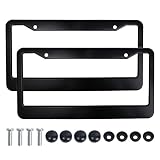Tongze Black License Plate Frames: Aluminum Alloy Electroplated Surface License Plate Frame Universa