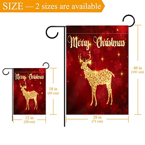 Drapeau de jardin cerf doré 30x45 cm en polyester pongé double face