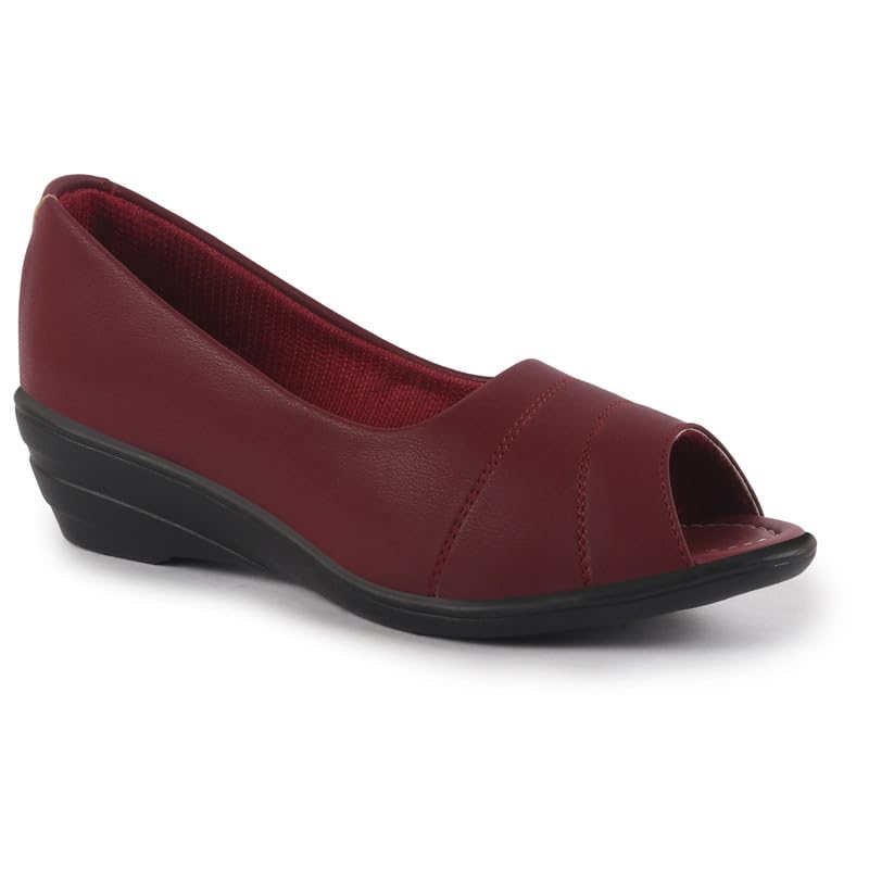 Image of FAUSTO Women Stylish Backless Casual Ballets | Low Heel Cut-Out Slip-On Ballerinas | Comfortable Walking Flats Sandals | Memory Cusion Insole