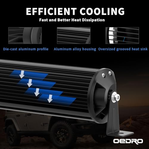 Image of OEDRO 52 Inch LED Light Bar w /2Pcs 4 inch Spot Off Road Driving Light Pods | 758W 66430LM Tri-Row Combo Beam w /Wiring Harness & Upper Roof Windshield Mounting Bracket Fit for 07-18 Jeep JK Wrangler