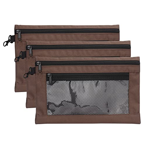 Wessleco Tool Zipper Pouch, Nylon Zipper Pouch For Organizing Small Car Tool Pouch Storage(3 Pack, Brown) #TOP6