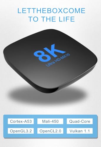 Image of WeFly Android 13.0 TV Box, 8K Android Box 2026 with 2GB RAM 16GB ROM RK3528 Quad-Core Support WiFi6 2.4Ghz /5.0Ghz HDR10 BT 5.0 H.265 (MX10 8K Tv)