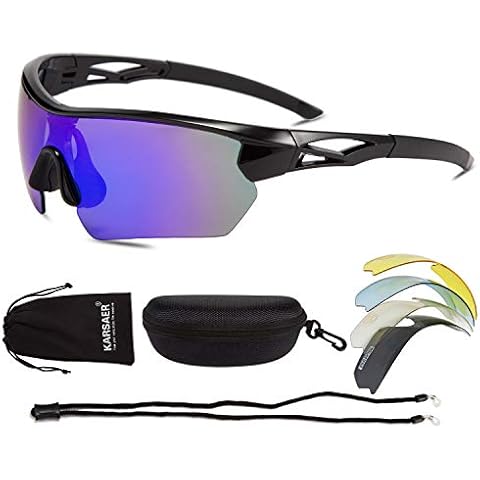 Karsaer Polarized TR90 Sports Cycling Sunglasses BMX, Running Golf Baseball K7017 Cover
