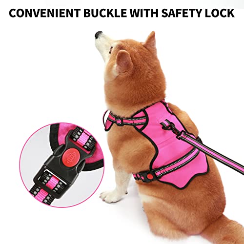 Mxcoirtp Dog Harness And Leash Set, Adjustable Reflective Soft Padded Pet Vest, No Choke Front Clip Dog Harness With Easy Control Handle For Small Medium Large Dogs, With A Free 5Ft Dog Leash, Pink, L #TOP3
