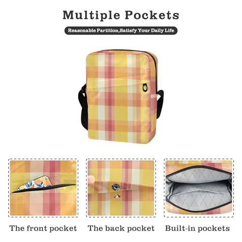 messenger bags for women Crossbody Small Bags For Women Women's Purses Adjustable Strap for Casual Casual- Trendy Squares Yellow Rose Gold2