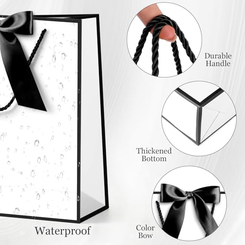 Image of JMANNI Gift Bag, 1PCS Gift Bags with Ribbon and 1 Greeting Cards 2 Tissue Paper, Portable Paper Gift Bag with Handles, Birthday Gift Bags,Present Bags for Wedding Party Mothers Day12.6 inch x 9.8 inch x 3.9 inch(Black)