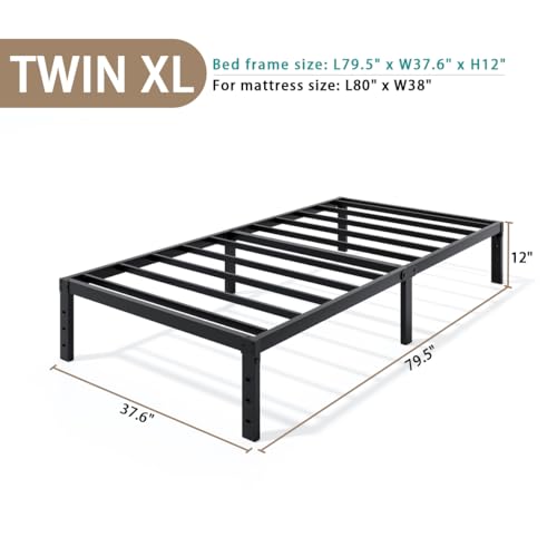 Image of LUMUNANCE Metal Bed Frame Twin XL Size - 12 Inch Heavy-Duty Twin XL Platform Bed Frame No Box Spring Needed, Easy Assembly, Noise-Free, Sturdy Mattress Foundation, Underbed Storage Space