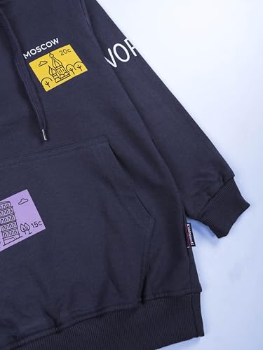 Image of KiddoPanti Unisex Solid Pullover Hooded Fleece Sweatshrit | Cotton Poly Fleece Fabric | Waist Length, Full Sleeve Hoodie | 2 Kangaroo Pockets | Winter Wear for Boys & Girls