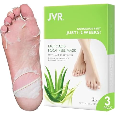JVR Foot Peel Mask - 3 Pairs - Exfoliating Peeling Callus Remover, Repairs Cracked Heels & Dry Skin, for Smoother and Softer Feet (Aloe Vera) Cover