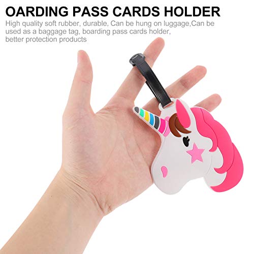 Amosfun Etiqueta de Bagagem de 5 Peças Em Pvc Cartoon Flamingo Unicórnio Padrão Malas Etiqueta Cartã