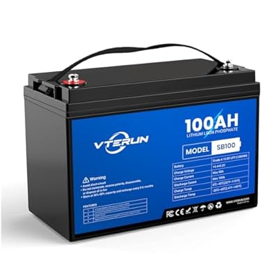 Vterun 12V 100Ah LiFePO4 Battery 100Ah Smart BMS Deep Cycle with Low Temperature Protection