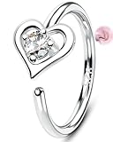 OUFER Piercing Nariz Anillo 925 Plata Nostril Piercing Estrella Mariposa Corazón Lotus CZ Transparente 20G Círculo Nariz 8mm Nose Hoop Pendientes Helix Rook Daith para Mujeres, 20G8MM, Plata de ley
