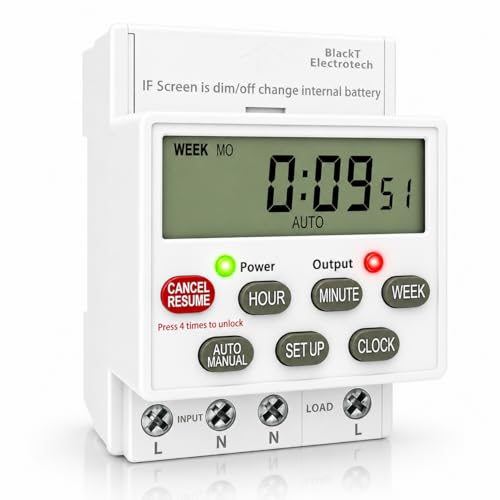 Image of BlackT Electrotech BT41D5 Digital Timer Switch 30A, 230V | Programmable Timer with 24 ON /Off Programs, Cyclic & Manual Start /Stop Delay | for Geyser, Water Pump, Lights, and Motors