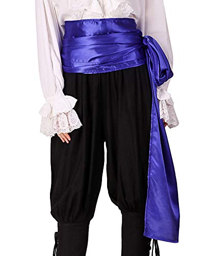 thepiratedressing Pirate Medieval Renaissance Halloween Cosplay Costume Satin Large Sash (Royal Blue)