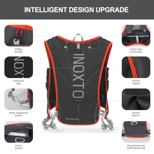 Image of INOXTO Running Hydration Vest Backpack,Lightweight Insulated Pack with 1.5L Water Bladder Bag Daypack for Hiking Trail Running Cycling Race Marathon for Women Men