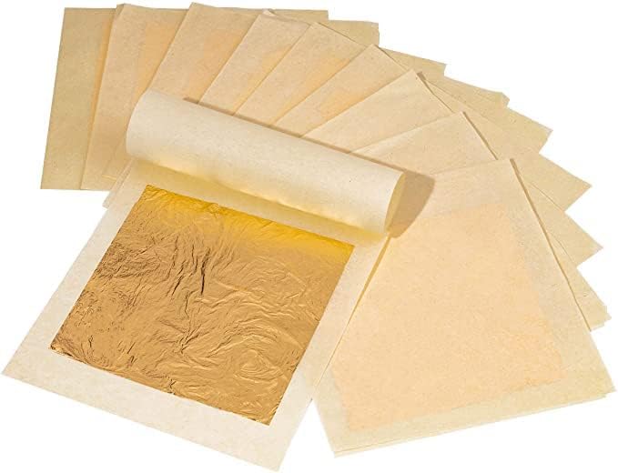 Edible Gold Leaf Sheets 20 pc 24 Karat 1.7" X 1.7" Genuine for Cooking, Cakes & Chocolates, Decoration, Health & Spa (Gold)