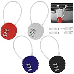 Candado Para Mochila De Viaje 4 Piezas Candados de Combinación, Candados de Cable Flexible, Candados de Seguridad de Cable Acero Flexible, Candado Taquilla Gimnasio Candado Viaje para Gimnasio Maleta Equipaje, con 4 Codificadores