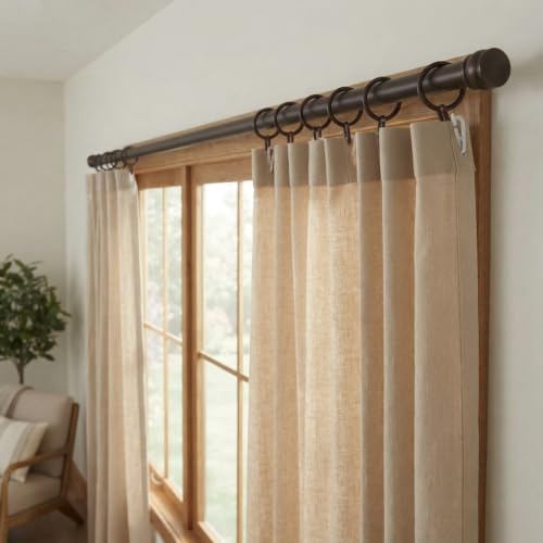 Image of ProKart Premium Plastic Curtain Rings Hook for Windows, Doors, Bathrooms and Multipurpose Usage - 1.5 Inch Inner Diameter (Caramel, 24)