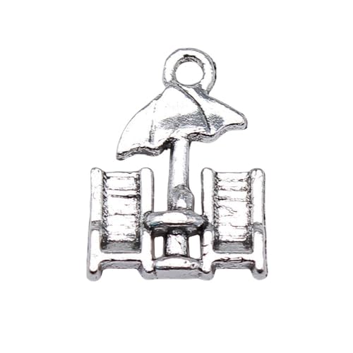 WYSIWYG 10pcs 20x14mm Beach Chairs Charms Antique Silver Color Zinc