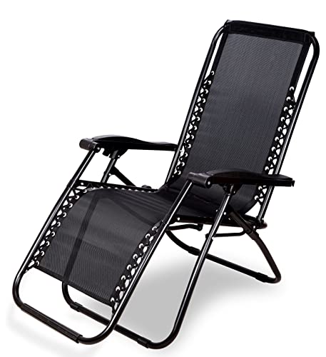 Image of Ash & Roh Zero Gravity Lawn Chair Anti Gravity Lounge Chair Adjustable Recliner Pillow Outdoor Camp Chair for Poolside Backyard Beach, Support (Black)