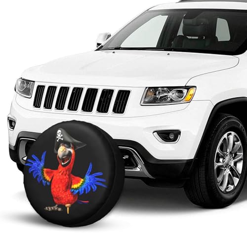 Image of Parrot Pirate Spare Tire Cover Waterproof Sun Protection Fit for Trailers, Rv, SUV, Off-Road Vehicle, Camper, and Trucks Wheel Cover 15 Inches