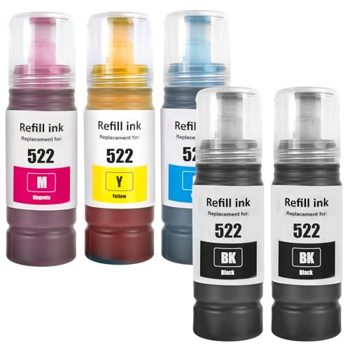 LAIPENG Garrafas de refil de tinta de alta capacidade 522 T522 (não tinta de sublimação) compatíveis