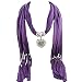 Creazy Women Winter Heart Gemstone Necklace Scarf Lady Tassel Warm Scarves (Purple)