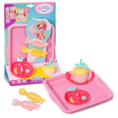 BABY Born Geschirr-Set, Puppenzubehör mit Click & Play für 43 cm Puppen