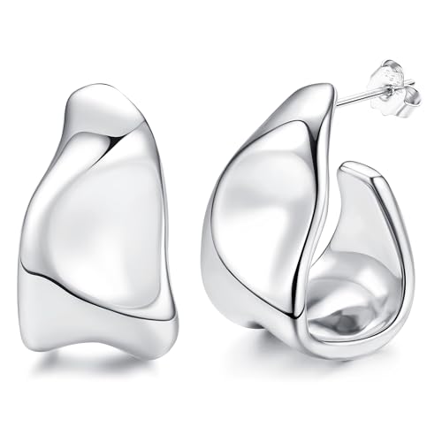 Adramata Pendientes Mujer Oro Grueso Pendientes Aro Chapados en Oro 14K Pendientes Aro Antialergicos Plata de Ley 925 Dorados