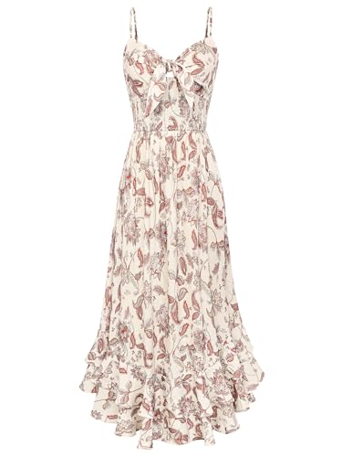 Image of GRACE KARIN Womens Maxi Floral Sundresses Summer Beach Boho Dress Spaghetti Strap Dresses Casual Fashion Clothes with Pockets