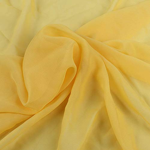 Polyester Chiffon Fabric 100D Drape Bridal Georgette for Making Wedding Dress Han fu Cloth Party Costume 150cm Wide, Sold by the metre (Yellow)