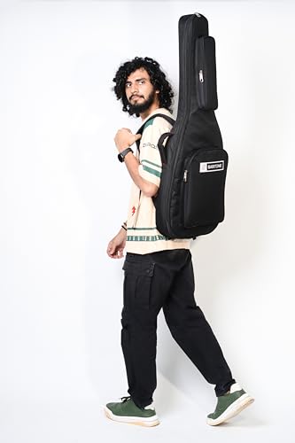 Image of Baritone Electric Guitar Gig Bag 12MM Padded with Adjustable Shoulder Straps (Black) Fender Squier Sonic Stratocaster and Sonic Telecaster Electric Guitar
