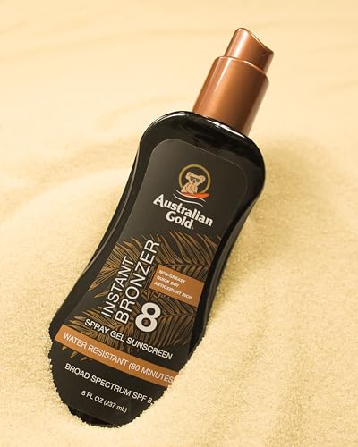 Image of Australian Gold Spray Gel Sunscreen with Instant Bronzer SPF 8, 8 Ounce