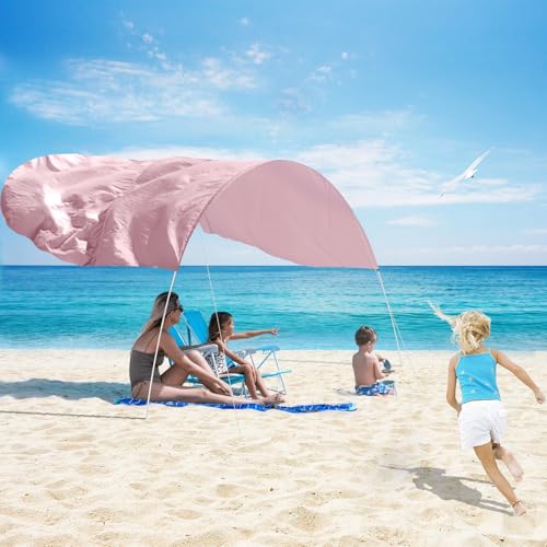 Beach Sun Shade Canopy,Beach Pop up Tent Sun Shade Sail for 8 People,Relying On Wind Power Umbrella Only 4 Lbs