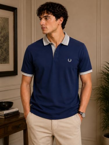 Image of Mens Pique Polo T-Shirt | Cotton Rich, Smart Fit Polo with Embroidered Logo | Casual & Sports Wear | Polo T-Shirt for Men