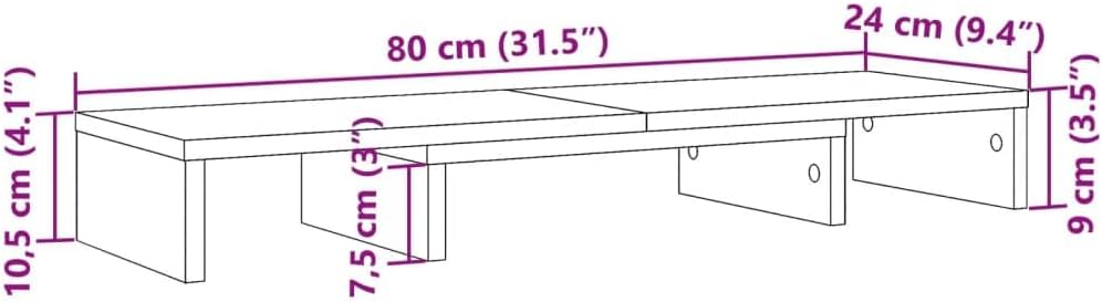 vidaXL Monitor Stand Riser Adjustable Artisian Oak 31.5x9.4x4.1 Engineered Wood