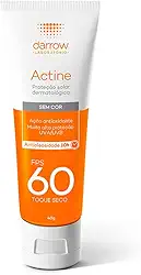 Darrow Actine Protetor Solar Dermatológico FPS 60 com Ação Antioxidante e alta proteção UVA/UVB, Controla Oleosidade e com Toque Seco, 40g
